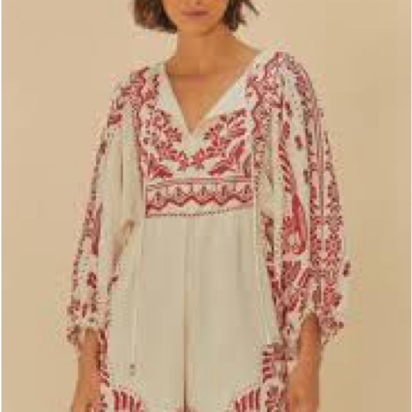 FARM Rio Red and White Jumpsuit - Picture 1 of 3